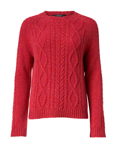 monviso cashmere cable knit jumper red