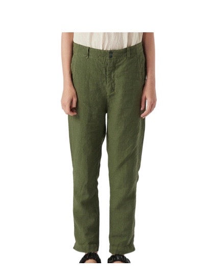 D132 Green Slim Linen Pant