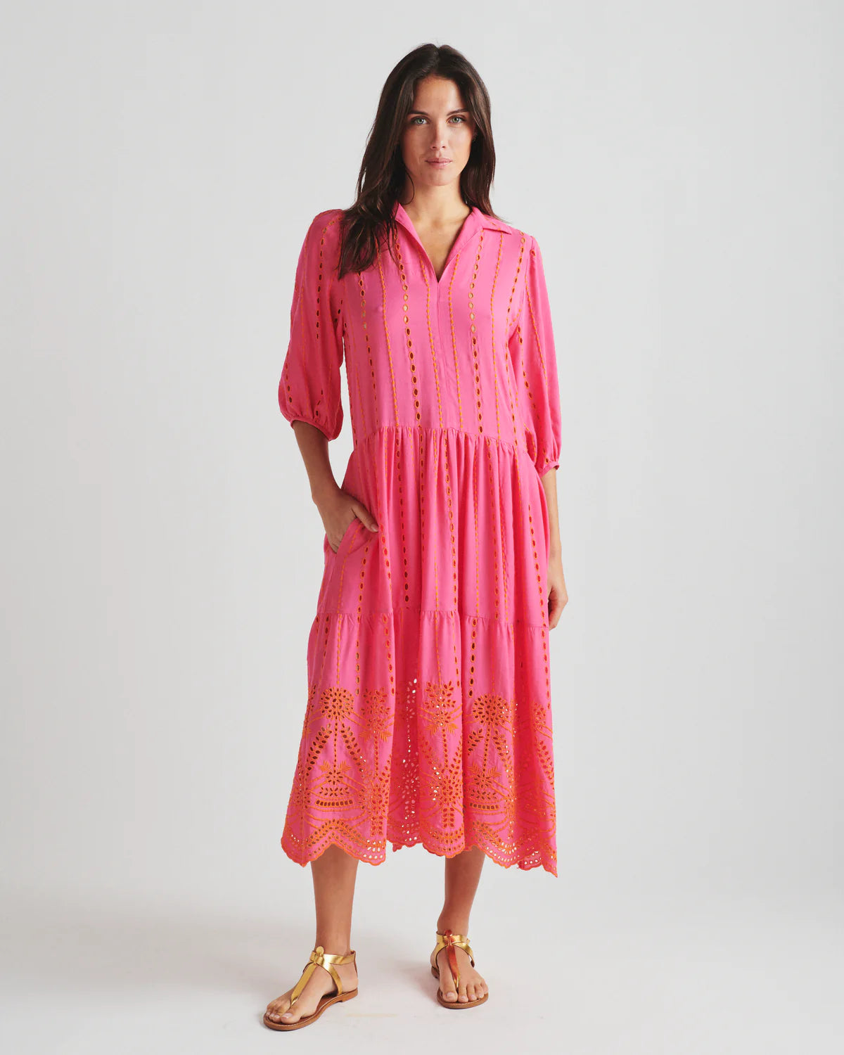 Roseland Pink Embroidered Dress