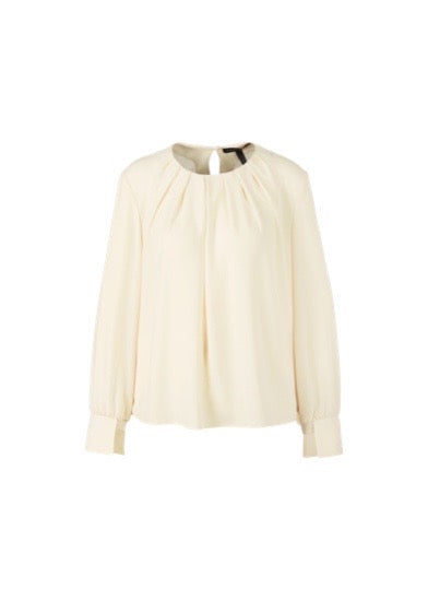 Blouse-style top with pleats cream