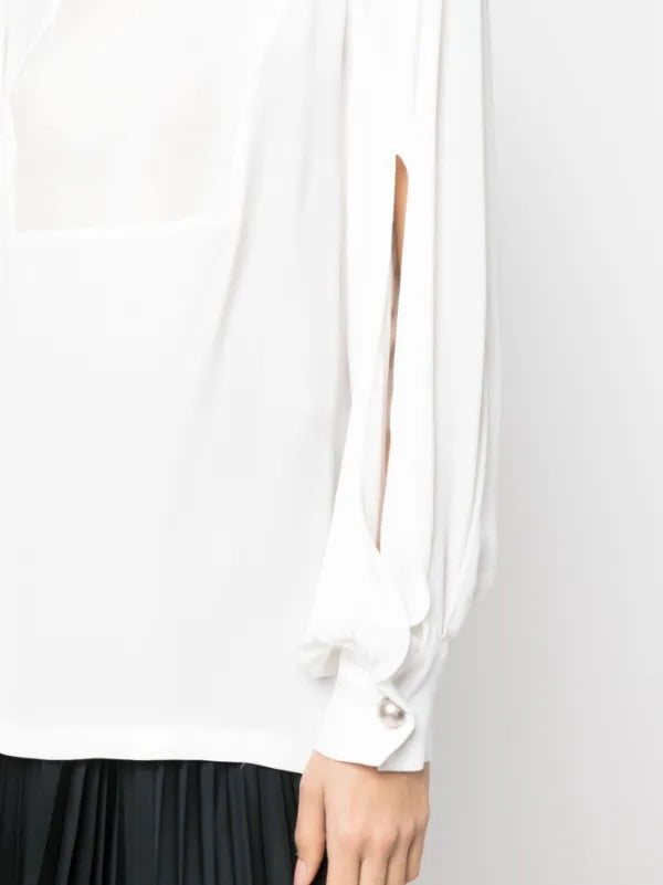 Panelled Wide Sleeved Blouse White