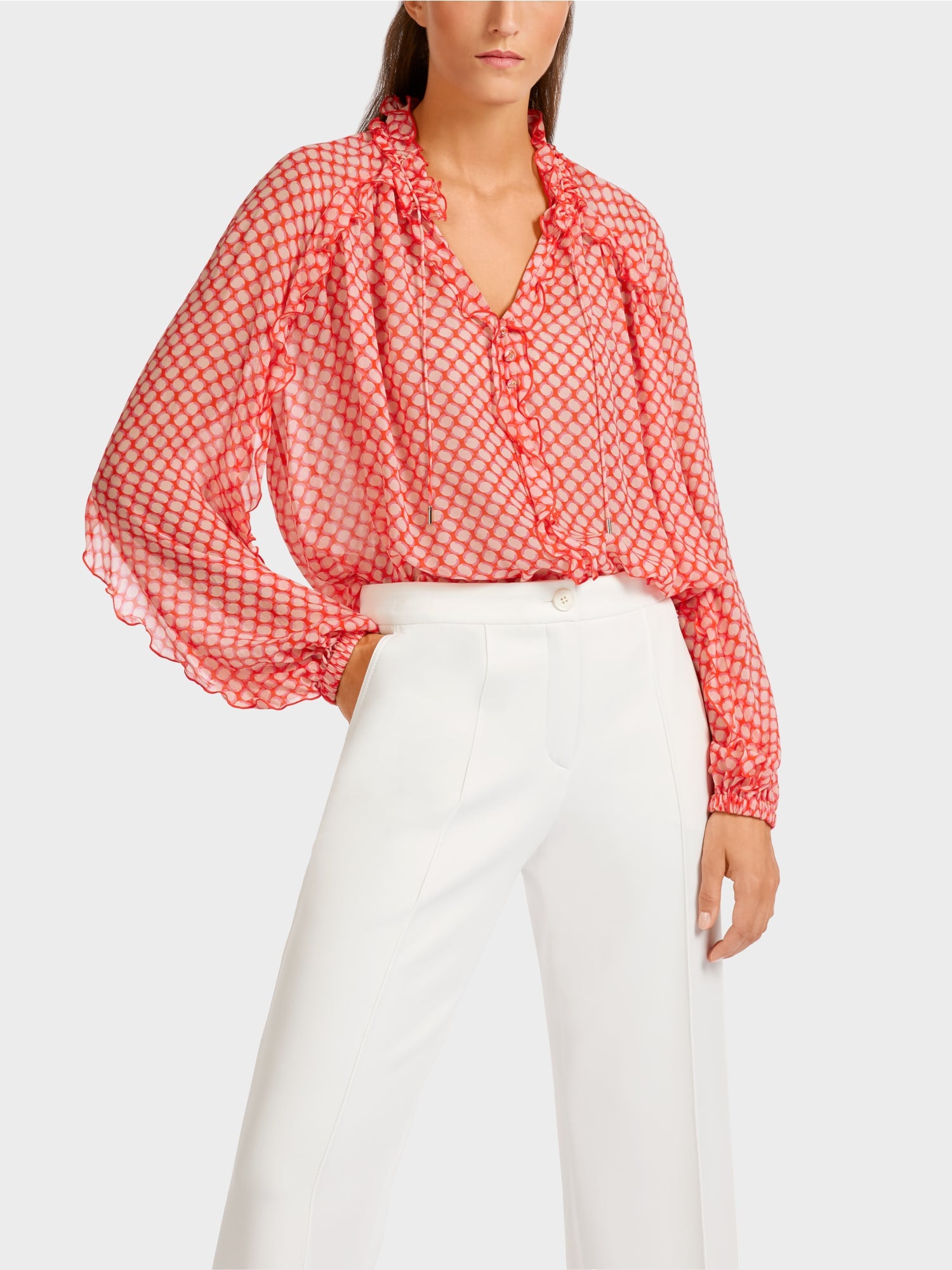 Blouse with Rouched Details Tangerine